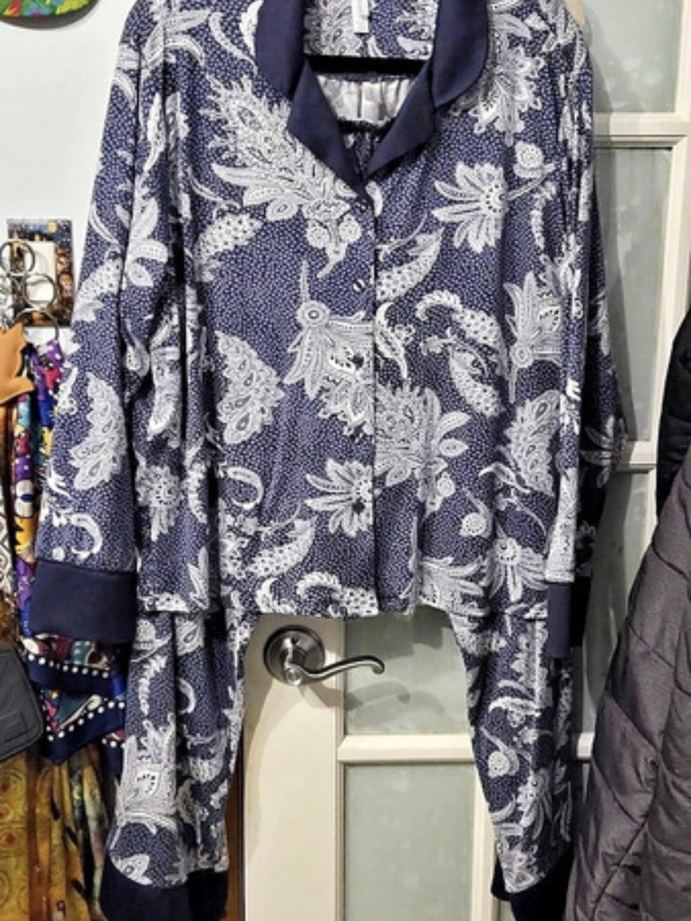 Flora Nikrooz Annie Printed Pajama Set Blue & White XL